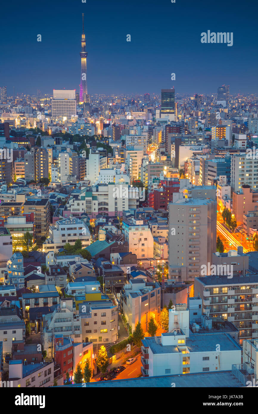 Tokyo. Cityscape image de toits de Tokyo pendant le crépuscule au Japon. Banque D'Images