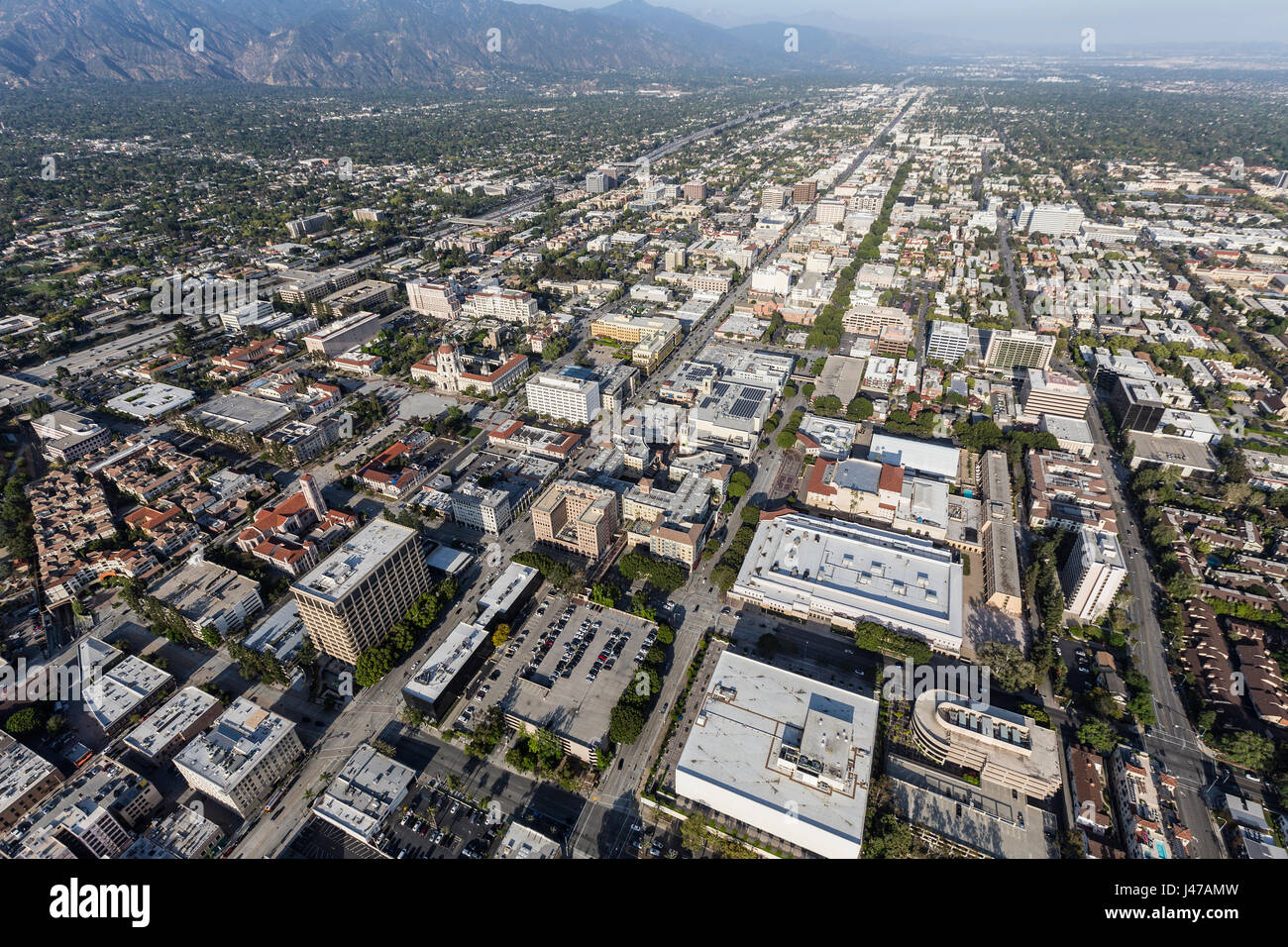 Vue aérienne de Pasadena, près de Los Angeles en Californie du Sud. Banque D'Images