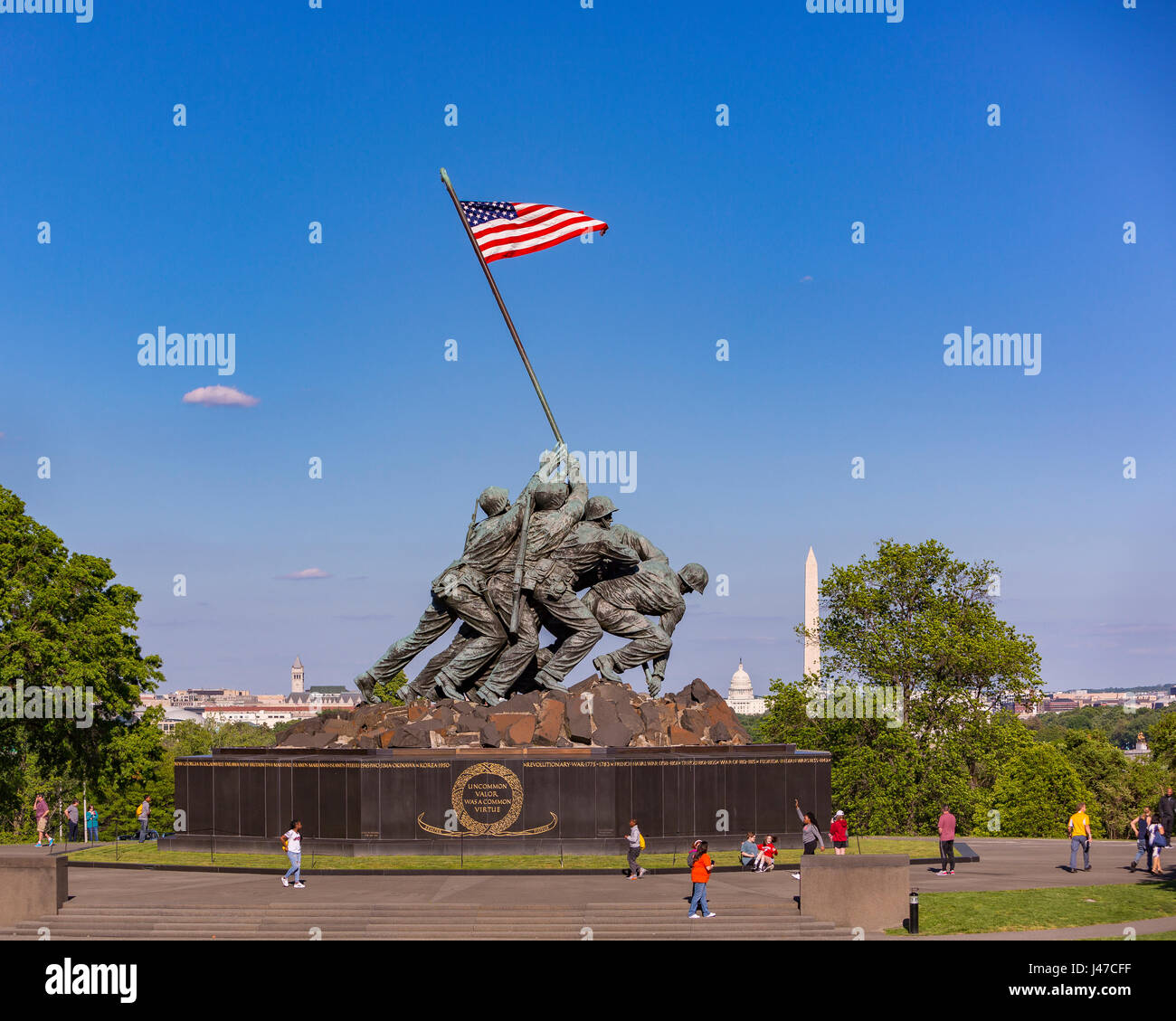 ARLINGTON, VIRGINIA, USA - United States Marine Corps War Memorial, de la statue d'Iwo Jima, à Rosslyn. Banque D'Images