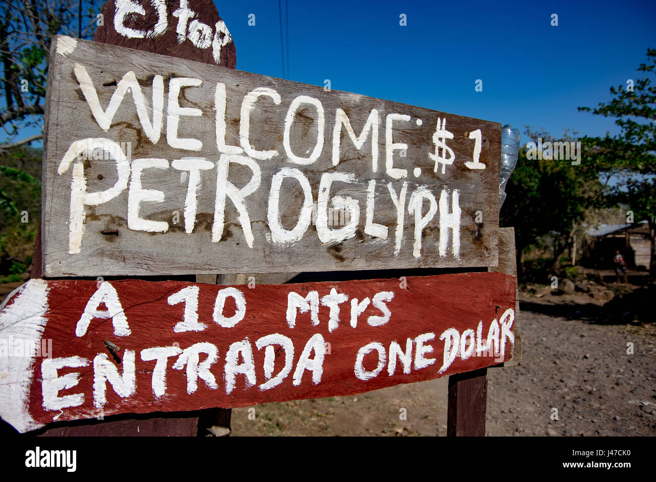 Pétroglyphes sur l'île Ometepe, Nicaragua Banque D'Images