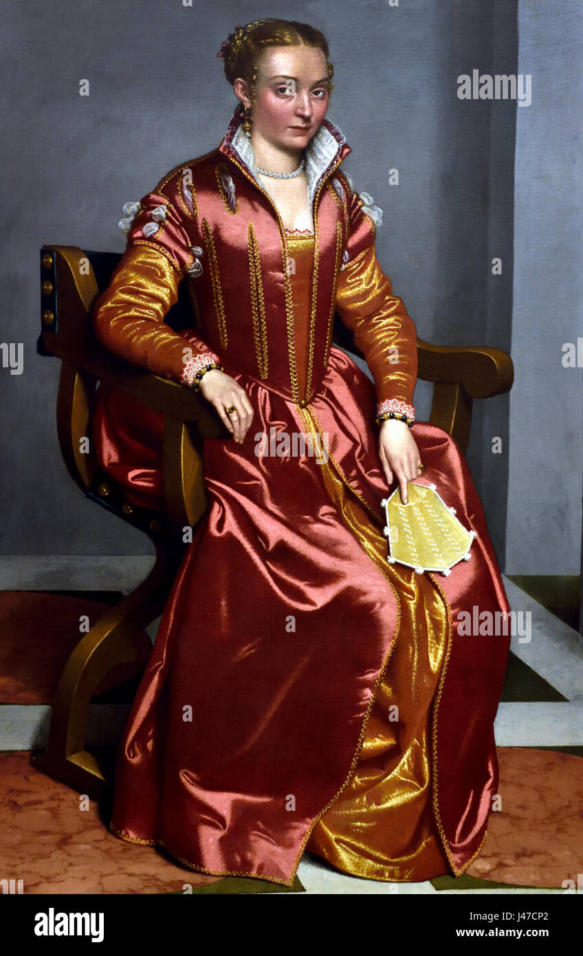 Portrait de femme (La Dama à Rosso), ch. 1560 Giovanni Battista Moroni 1520/4 - 1579 Italie Italien Banque D'Images