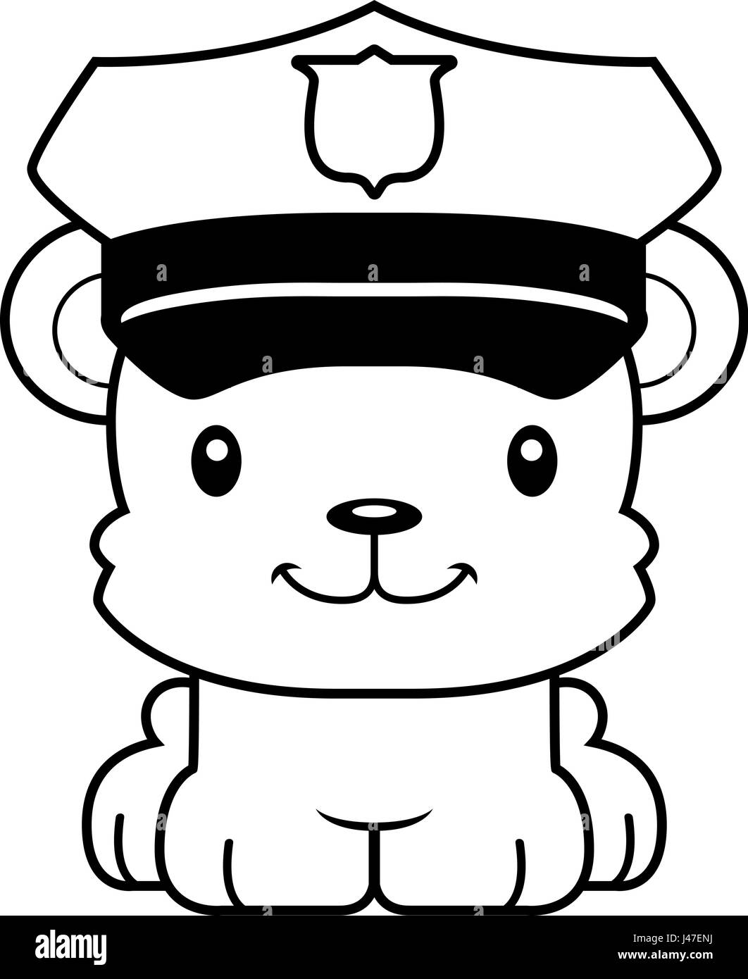 Un dessin animé ours policier souriant. Illustration de Vecteur