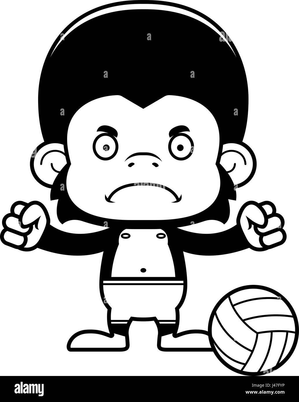 Un cartoon beach volleyball à chimpanzé en colère. Illustration de Vecteur