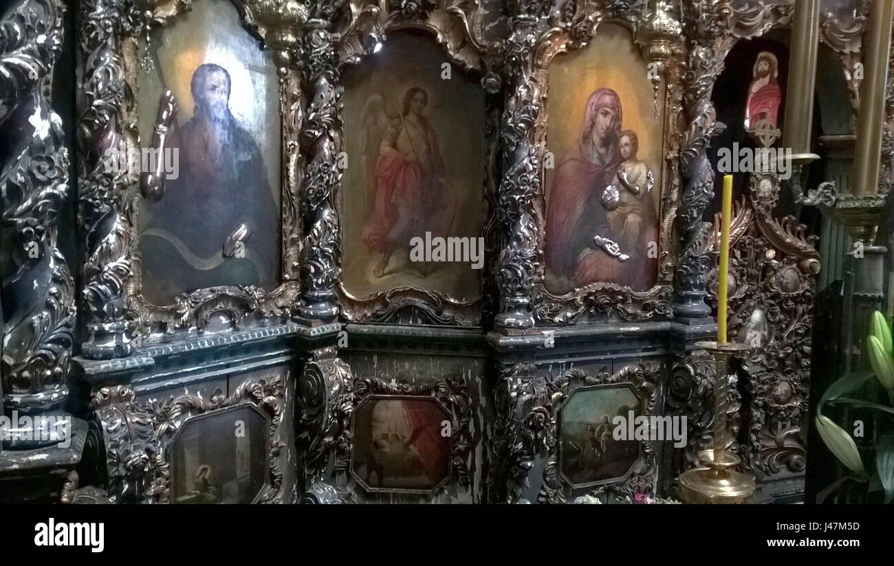 Cette image représente une œuvre de Nicolae Grigorescu, célèbre peintre roumain, représentant le monastère Manastirea Zamfira en Roumanie. Il met en évidence le style de Grigorescu et son lien avec les religieux roumains compris Banque D'Images