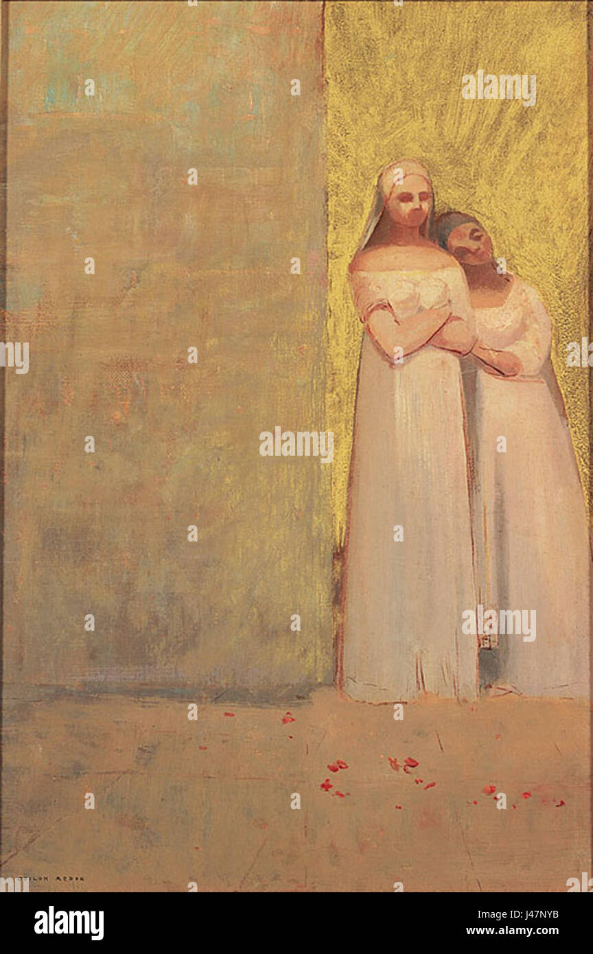 « Les deux grâces » d'Odilon Redon est une œuvre importante de la fin du XIXe siècle et du début du XXe siècle, mettant en valeur l'utilisation de la couleur et du symbolisme par artistâ€™ pour explorer les thèmes de la beauté, de la féminité et de la grâce. Banque D'Images