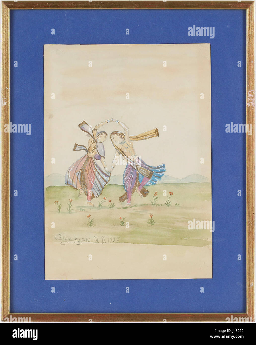 La peinture de Nils von Dardel, « Grekisk dans », dépeint une danse grecque traditionnelle, capturant l'élégance et l'expression culturelle des traditions folkloriques grecques. Banque D'Images