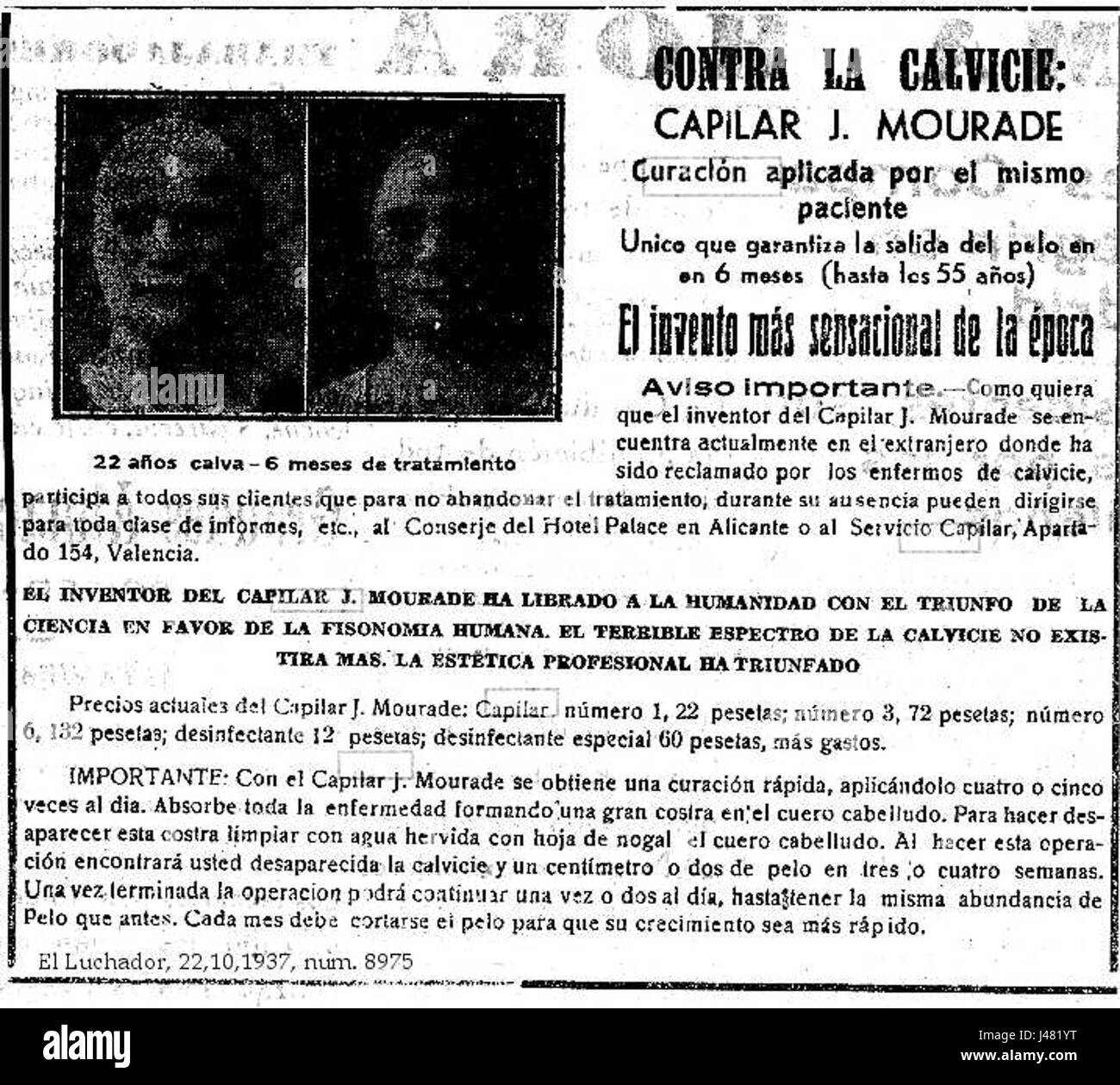 L'entrée « Mourade J 1937 10 22 Mourade al extrajero » fait référence à un événement ou à une note historique impliquant un individu nommé Mourade J en 1937, probablement au sujet de voyages ou d'activités à l'étranger. Le document détaille probablement un événement ou un voyage spécifique. Banque D'Images