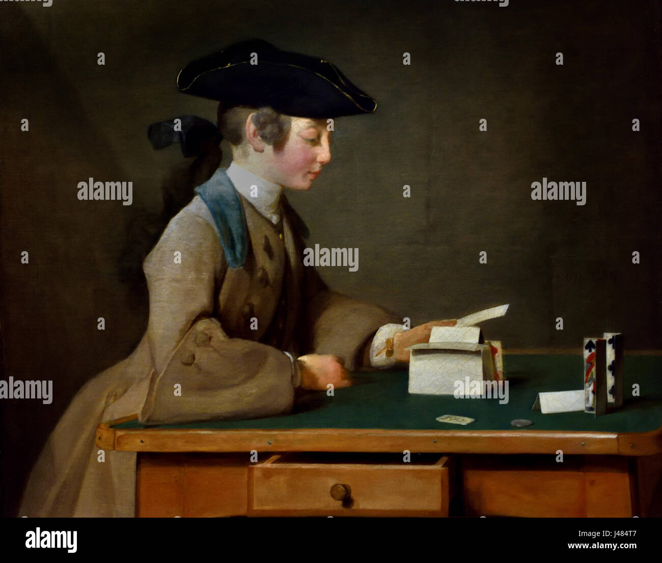 Le château de cartes Jean Siméon Chardin 1699 1736-7 - 1779 France Français française ( le fils de M. Le Noir lui-même amusant à faire un château de cartes ) Banque D'Images