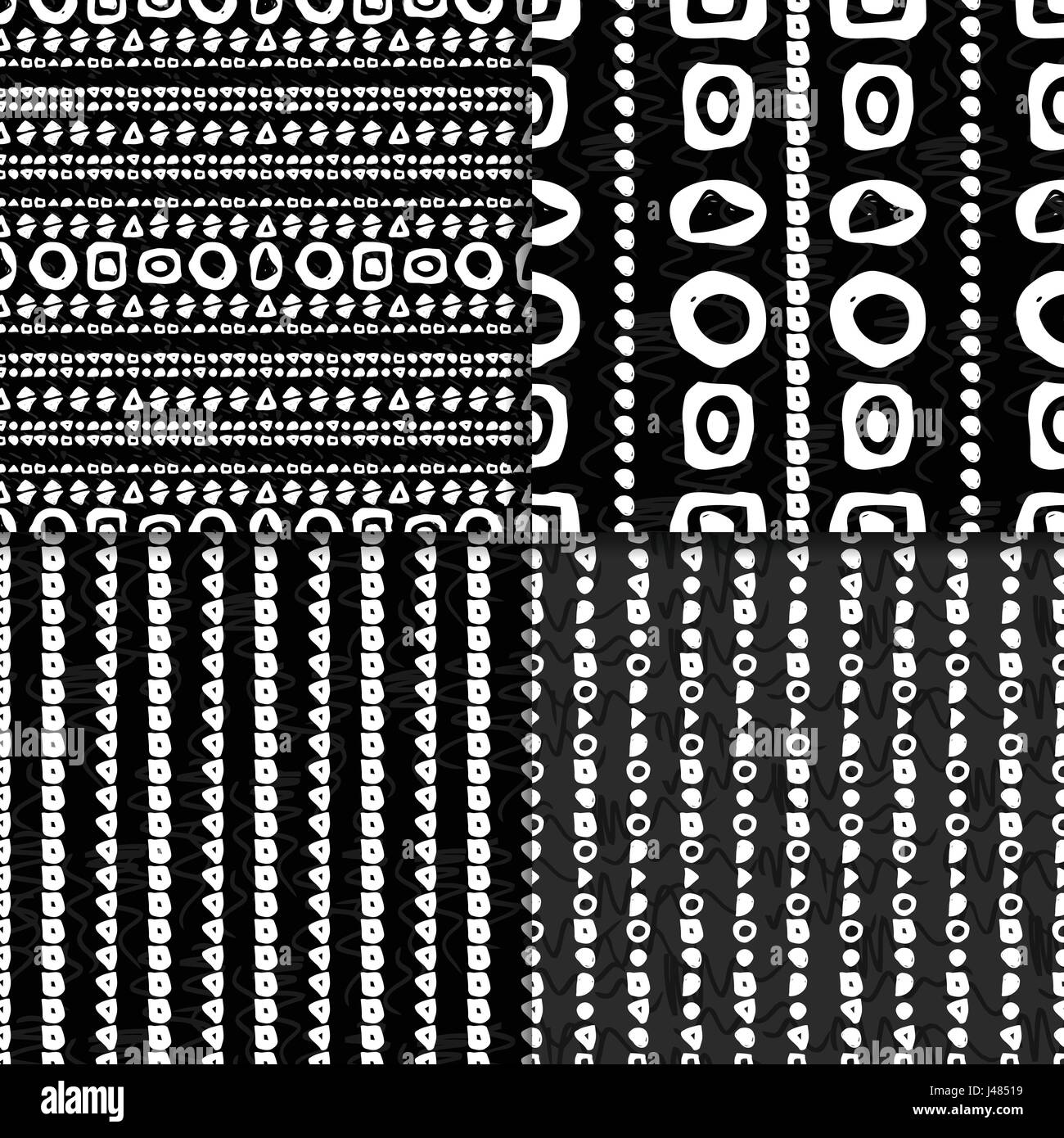 Seamless pattern set monochrome géométrique Illustration de Vecteur