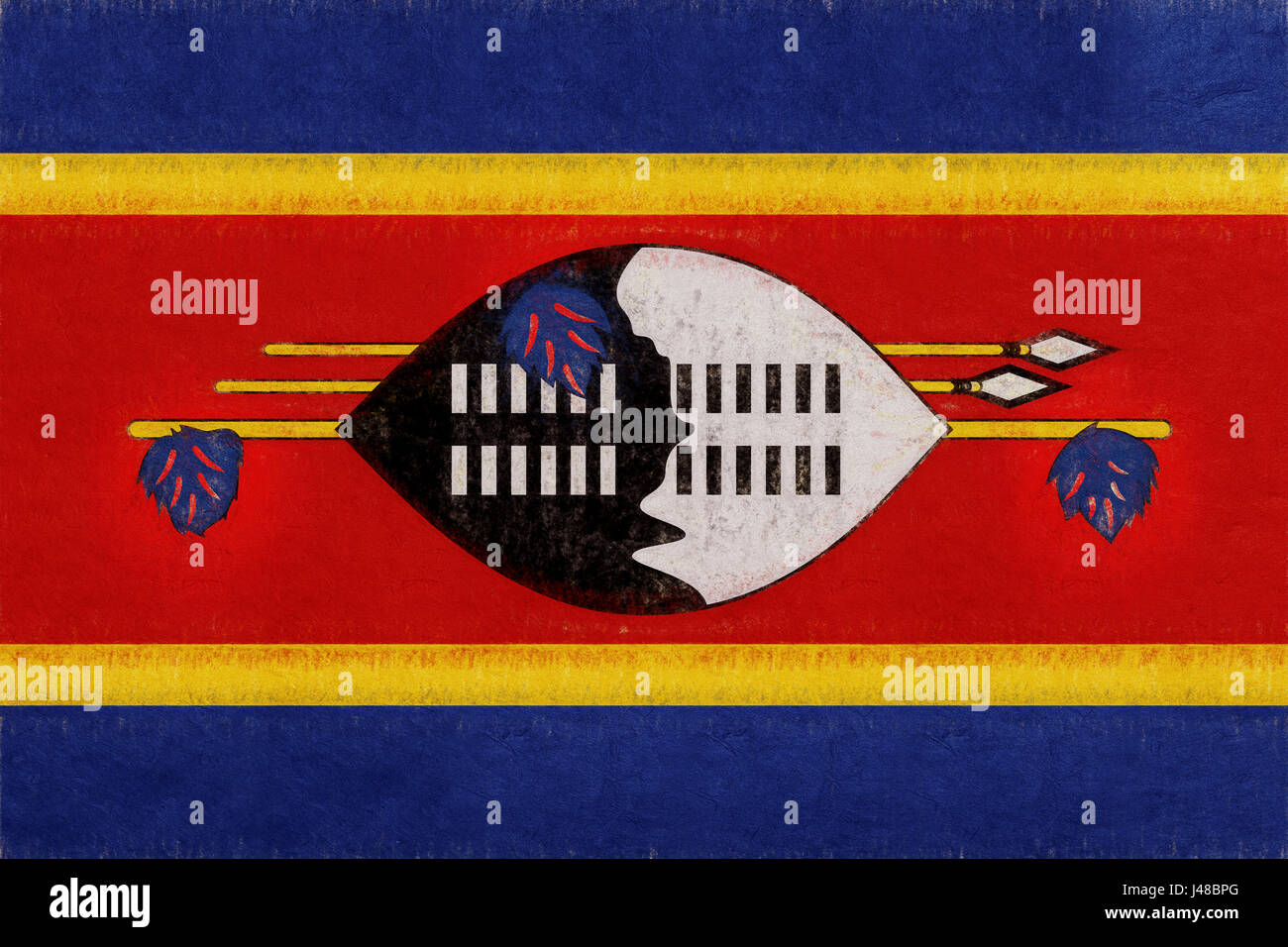 Illustration du drapeau national du Swaziland avec un look grunge. Banque D'Images