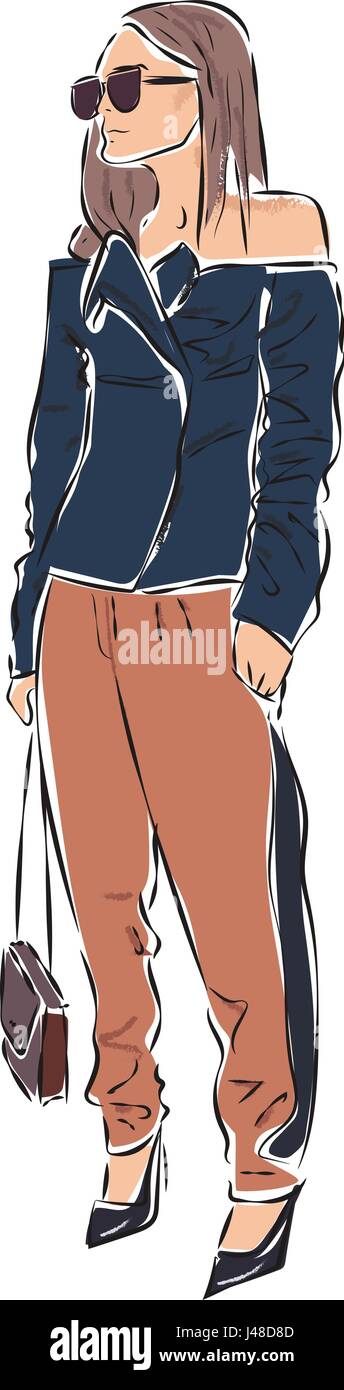 Fashion girl sexy en dessin croquis style. Vector illustration Illustration de Vecteur