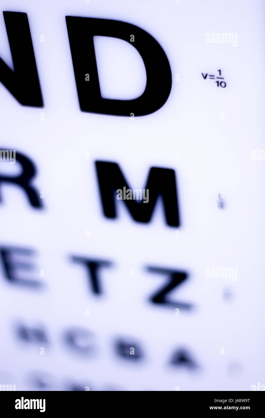 L'optométrie et l'ophtalmologie opticiens eye graphique de test pour tester la vue et vision pour les patients atteints de problèmes de la vue. Banque D'Images