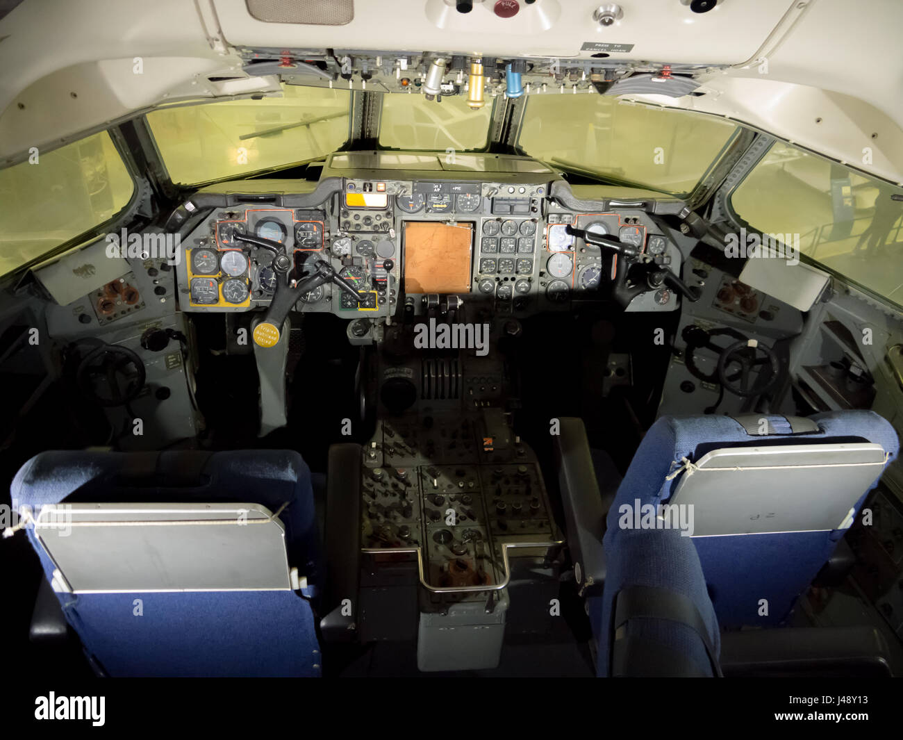 L'intérieur du cockpit d'un Hawker Siddeley Trident HS 121 Banque D'Images