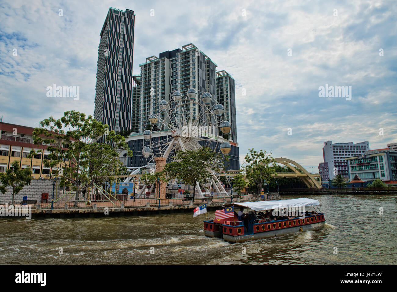 Croisière sur la rivière Melaka, Malacca, Malaisie Banque D'Images