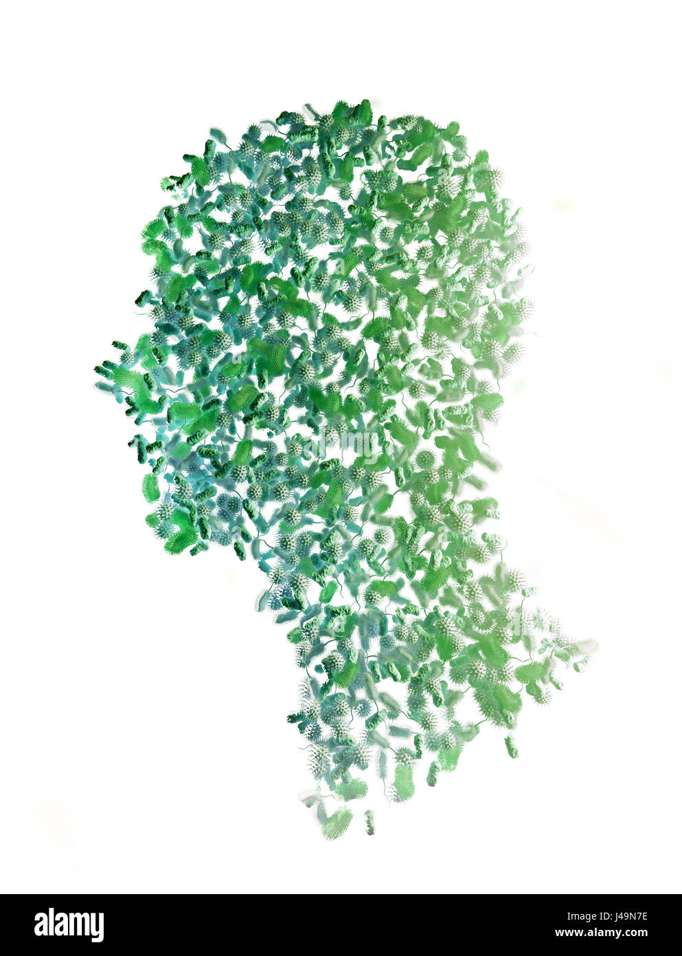 Les bactéries formant un corps humain - microbiome et probiotiques concept 3D illustration. Banque D'Images Les bactéries formant un corps humain - microbiome et probiotiques concept 3D illustration. Banque D'Images