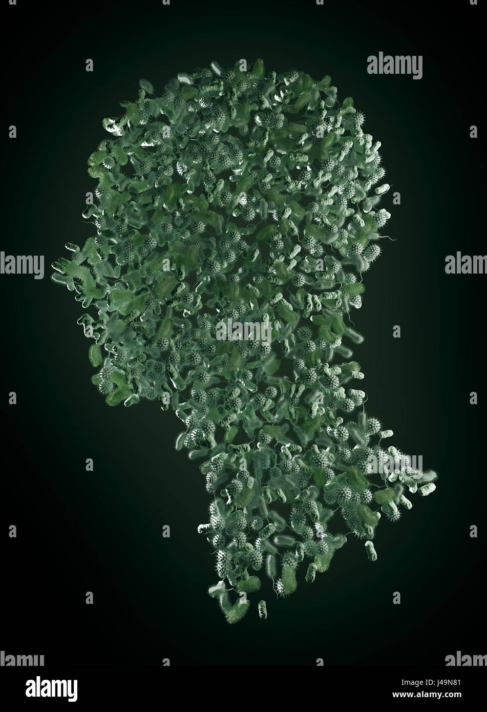 Les bactéries formant un corps humain - microbiome et probiotiques concept 3D illustration. Banque D'Images
