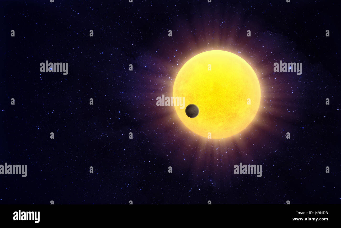 L'adoption d'une exoplanète starin un système lointain - 3d illustration Banque D'Images