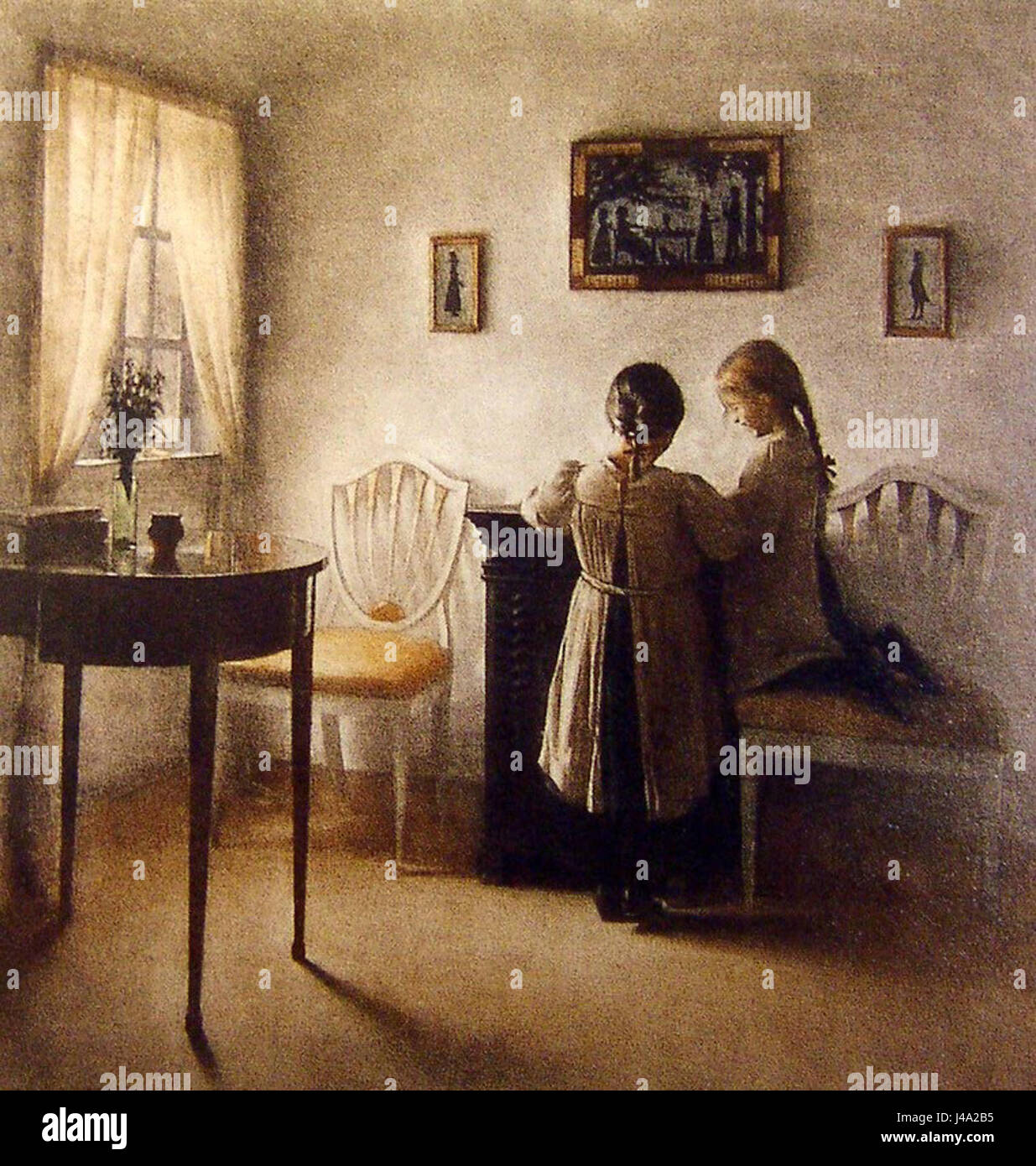 Peter Ilsted Vilhelm (artiste danois, 18611933) Deux filles jouant Banque D'Images