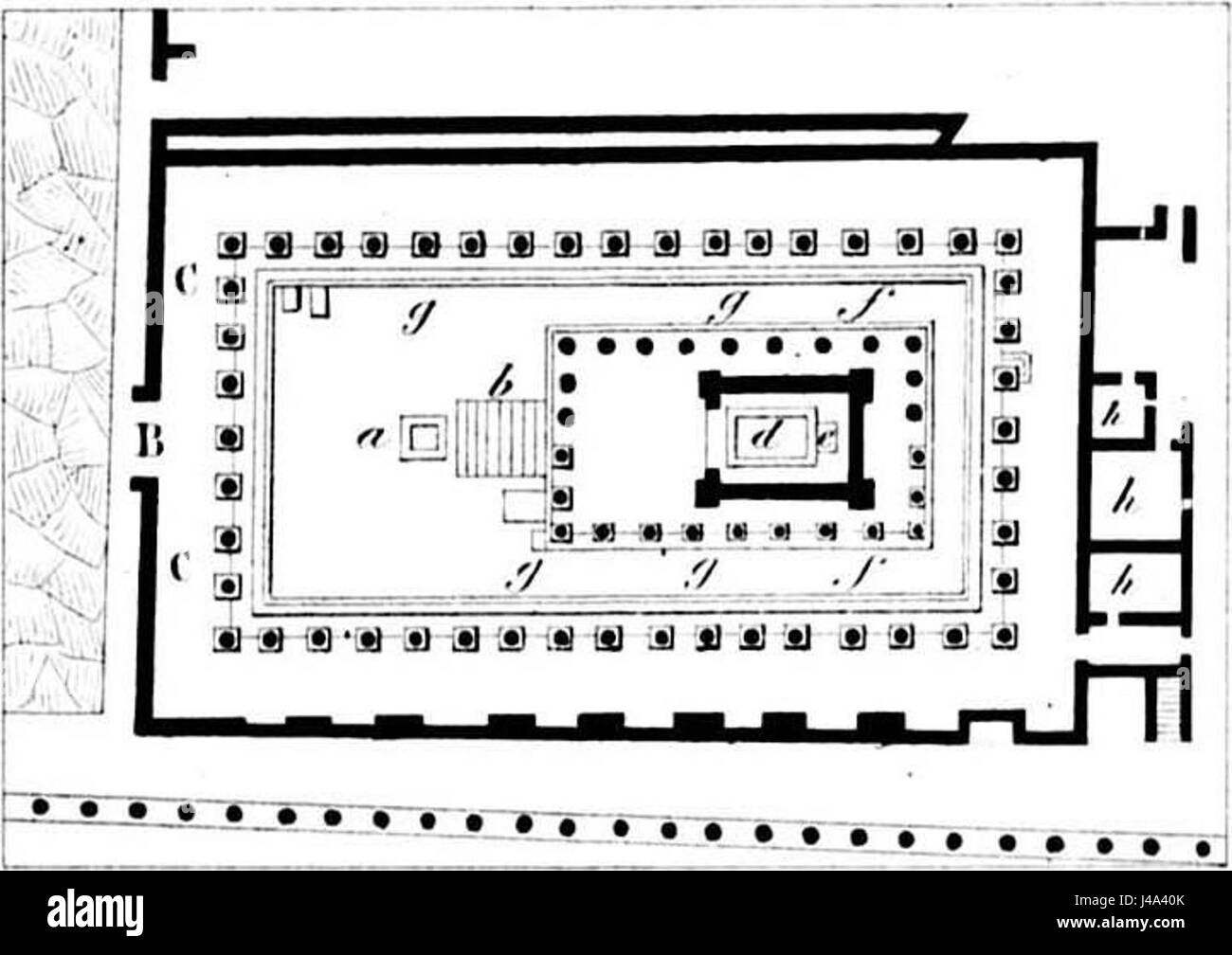 Le plan Pompéi Regio 07 Insula 07 met en évidence la disposition du temple d'Apollon, un ancien site religieux de la ville romaine de Pompéi. Le plan offre un aperçu de l'architecture et de l'urbanisme de la ville avant sa destruction par l'éruption du Vésuve en 79 après JC. Le temple a été dédié au Dieu romain Apollon et sert de site historique et archéologique important. Banque D'Images