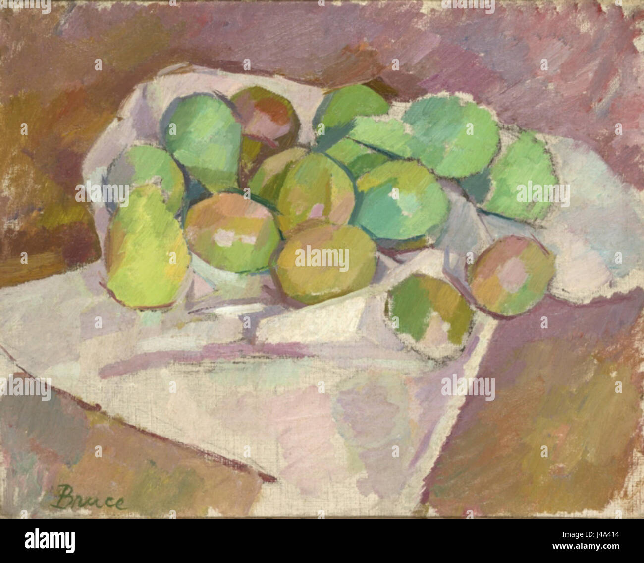 'Prunes' de Patrick Henry Bruce est une peinture à l'huile de 1912, mettant en valeur les compétences de l'artiste dans la peinture de natures mortes. L'œuvre présente des prunes dans une composition qui met en évidence la maîtrise de Bruce de la couleur et de la forme. Banque D'Images 'Prunes' de Patrick Henry Bruce est une peinture à l'huile de 1912, mettant en valeur les compétences de l'artiste dans la peinture de natures mortes. L'œuvre présente des prunes dans une composition qui met en évidence la maîtrise de Bruce de la couleur et de la forme. Banque D'Images