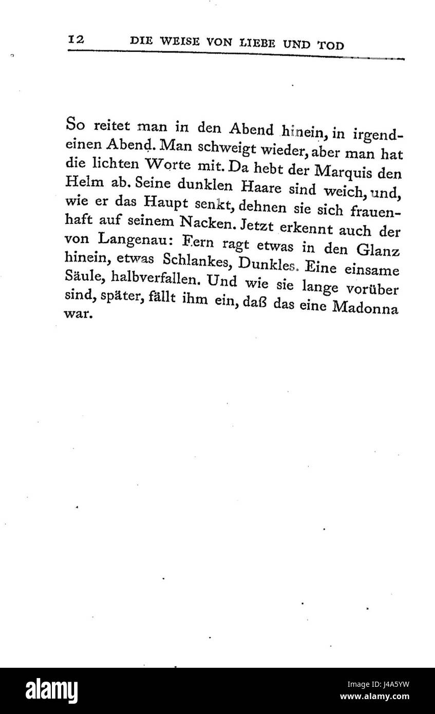 Die Weise von Liebe und Tod des cornets Christoph Rilke est un poème de Rainer Maria Rilke, explorant les thèmes de l'amour, de la mort et de l'expérience humaine, écrit au début du XXe siècle. C'est un travail important dans la littérature allemande. Banque D'Images