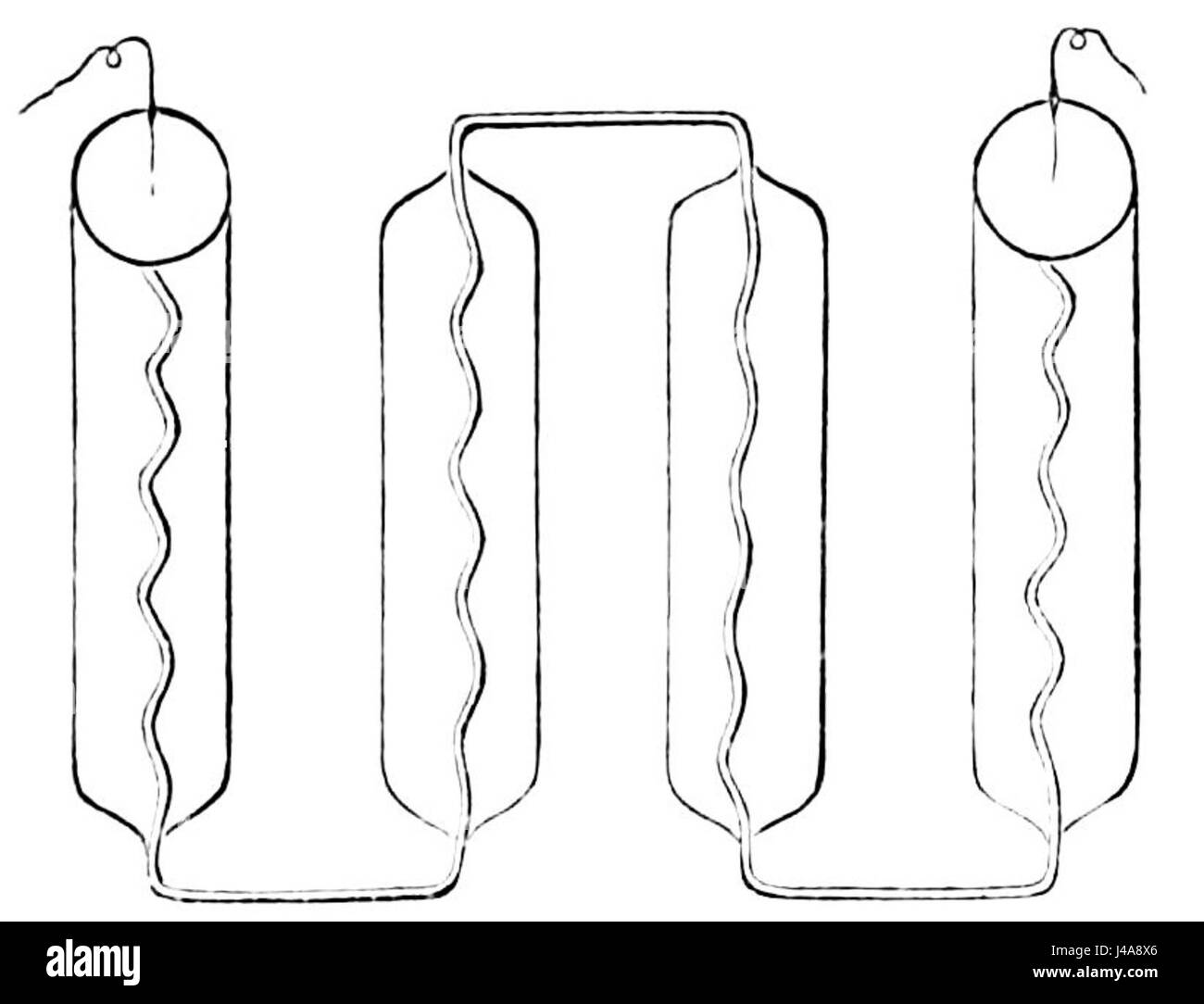 Le PSM V23 D100 est un instrument scientifique doté d'un tube Geissler à quatre compartiments. Un tube de Geissler est un type de tube à décharge utilisé en physique expérimentale précoce pour démontrer les propriétés de décharge électrique et de gaz. Banque D'Images