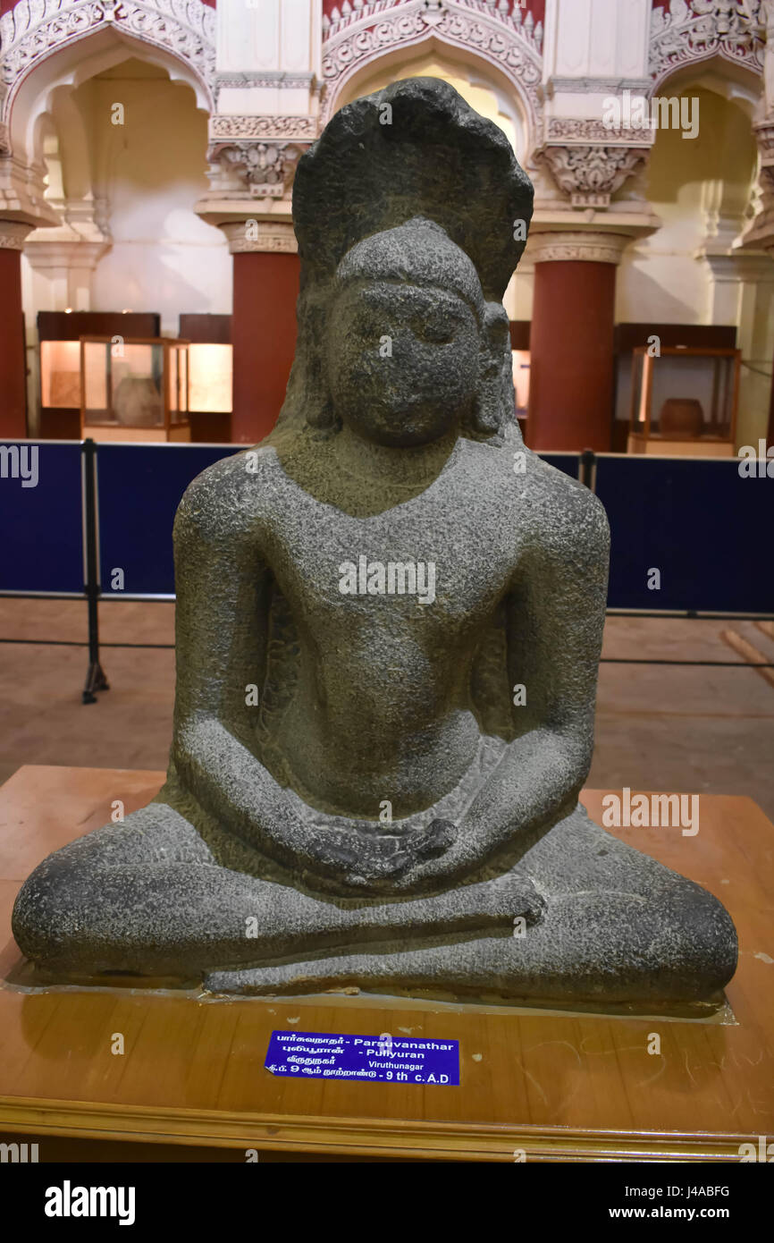 Madurai, Tamil Nadu - Inde - le 21 mars 2017 Parsuvanathar - Sculpture à Nayakar Palace Tirumalai Banque D'Images