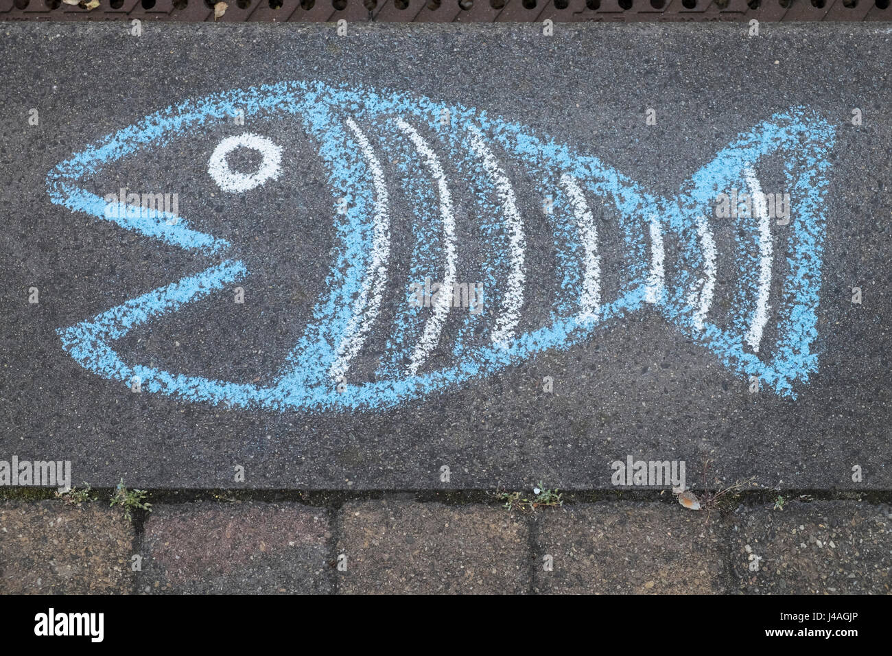 Street art dessin poisson Banque D'Images