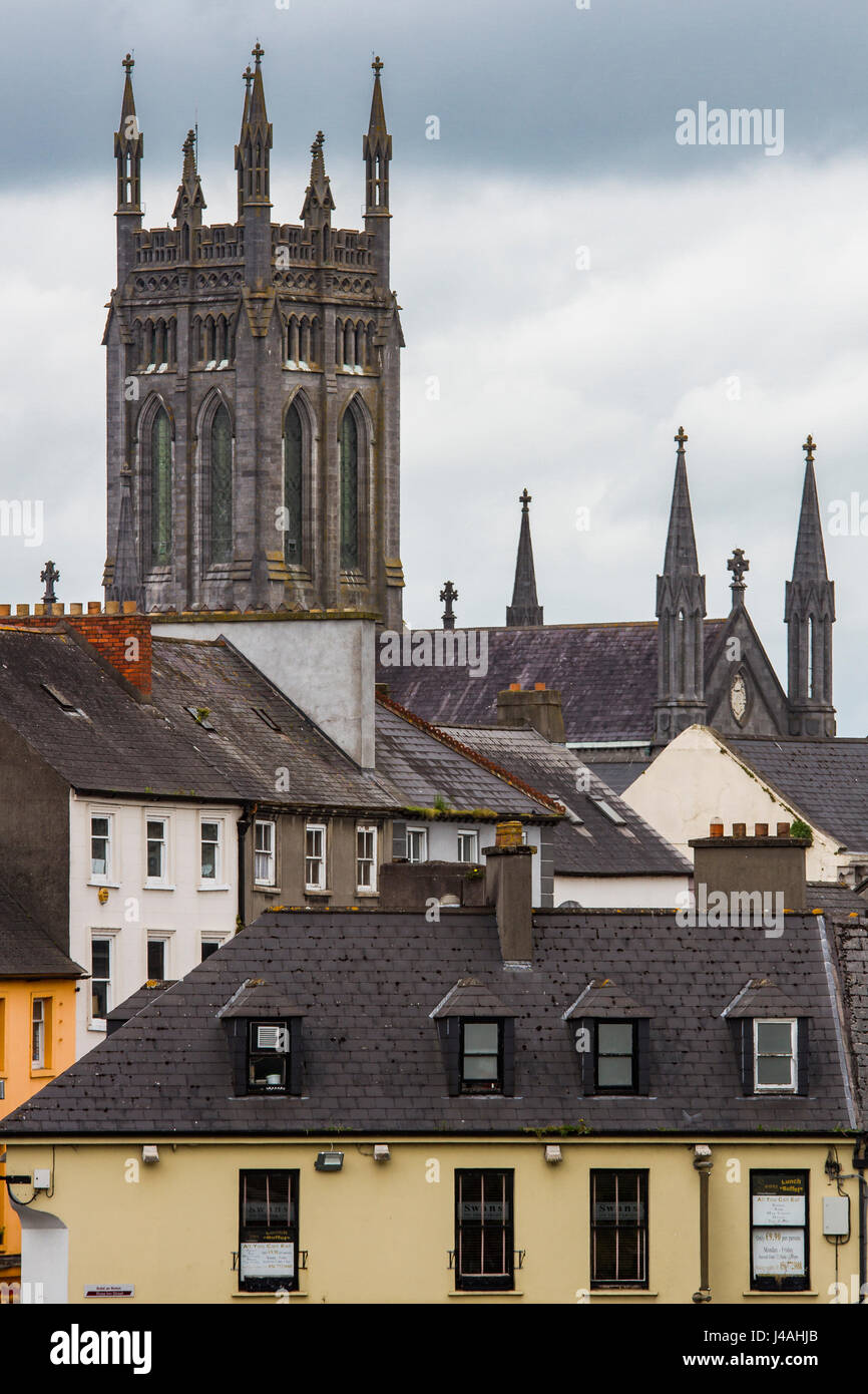 Vue panoramique de Kilkenny avec cathédrale St Mary, Irlande Banque D'Images