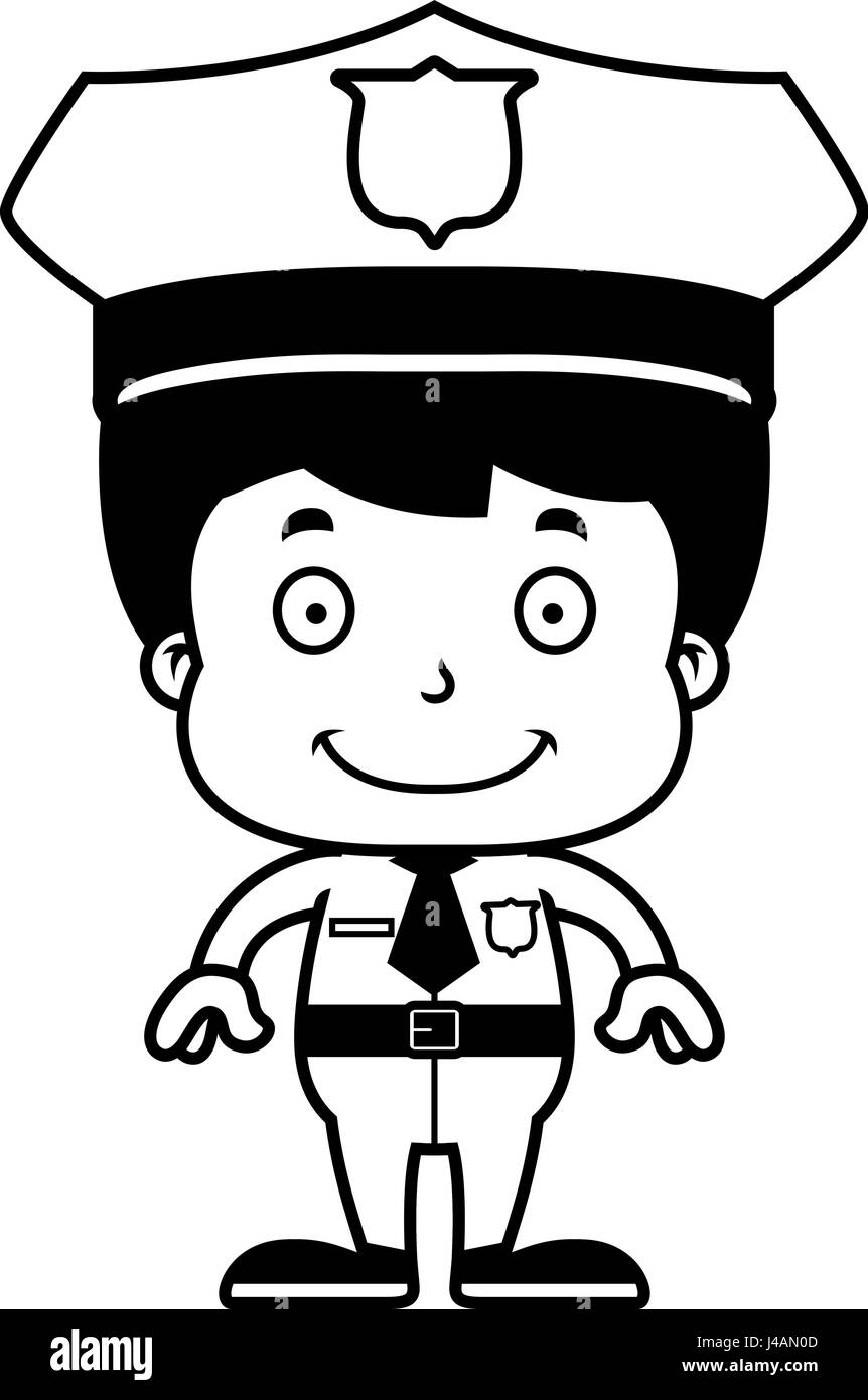 Un dessin animé policier boy smiling. Illustration de Vecteur