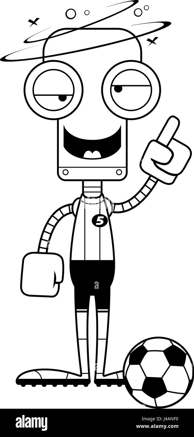 Un dessin animé robot joueur de soccer à la Bu. Illustration de Vecteur