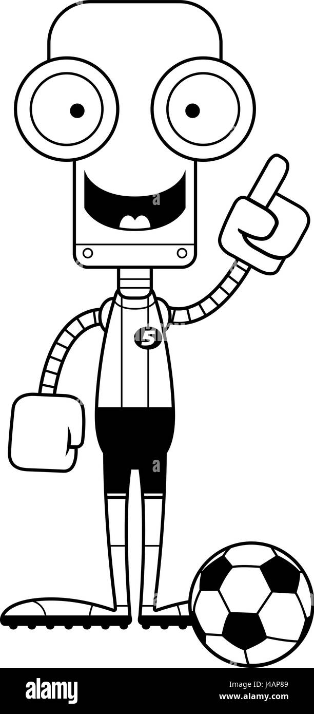 Un robot joueur de soccer dessin animé par une idée. Illustration de Vecteur