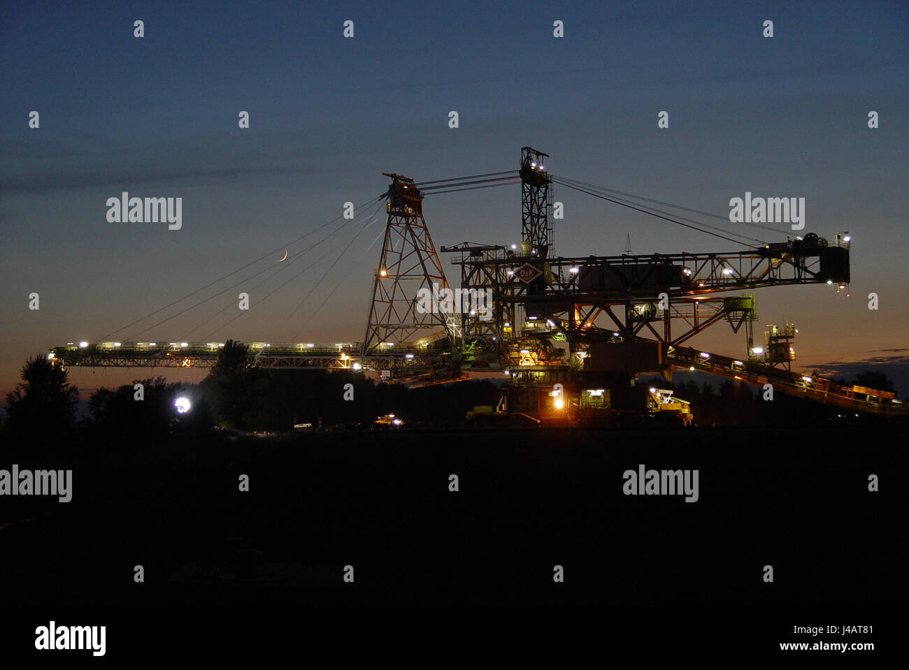 Photographie de nuit,drague,surface mining,schaufelradbagger Banque D'Images