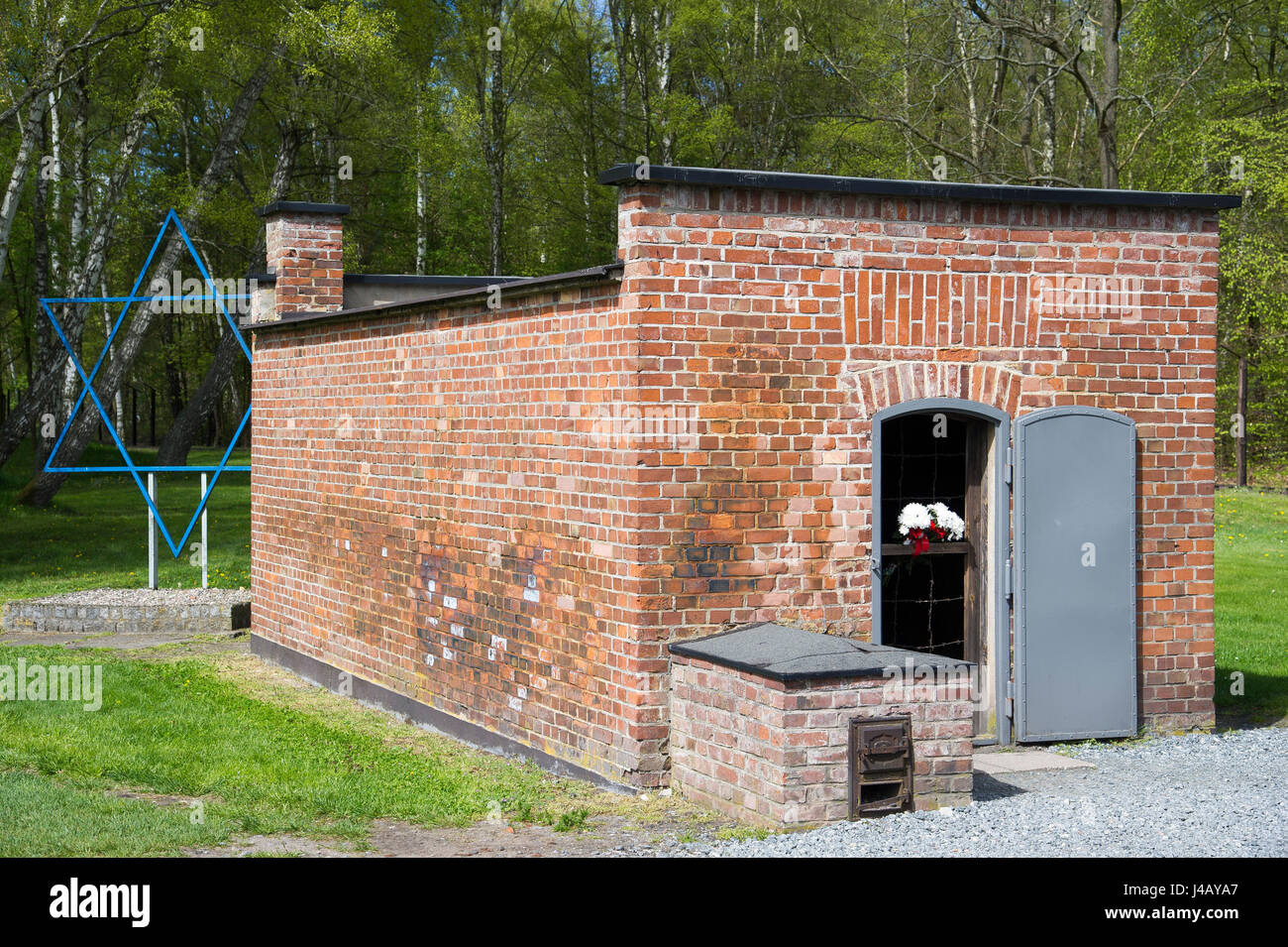 Chambre à gaz nazie en camp de concentration KL Stutthof en 72 e anniversaire de la libération du camp de concentration par l'Armée rouge en musée de Stutt Banque D'Images