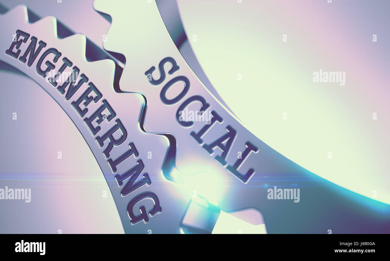 L'ingénierie sociale - Mécanisme d'engrenages métalliques . 3D . Banque D'Images