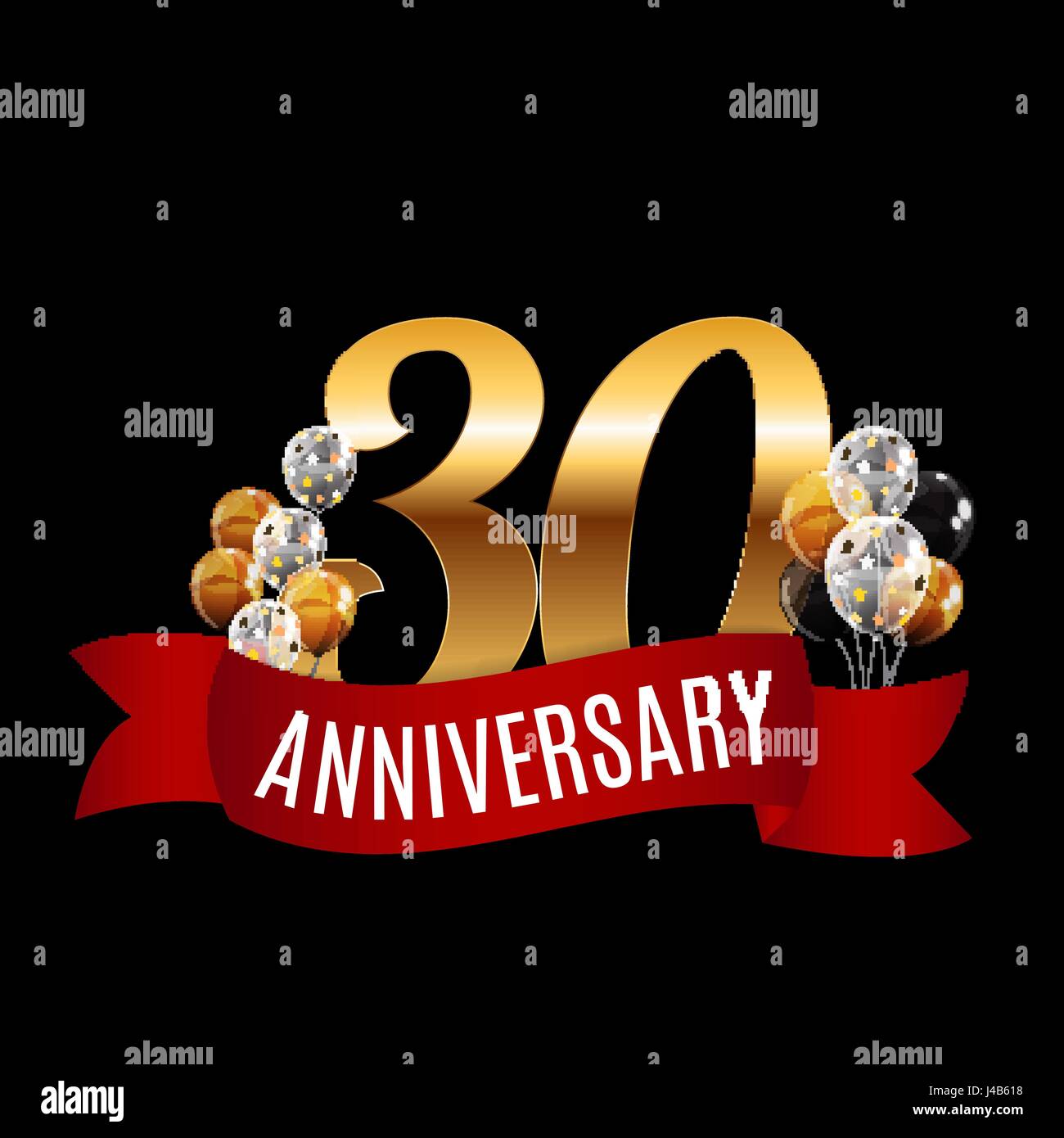 Modele Anniversaire 30 Ans D Or Avec Ruban Rouge Vector Illu Image Vectorielle Stock Alamy