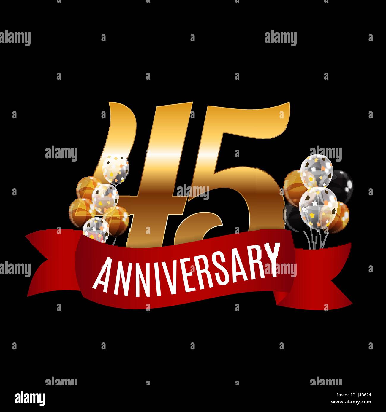 Modele Anniversaire 45 Ans D Or Avec Ruban Rouge Vector Illu Image Vectorielle Stock Alamy