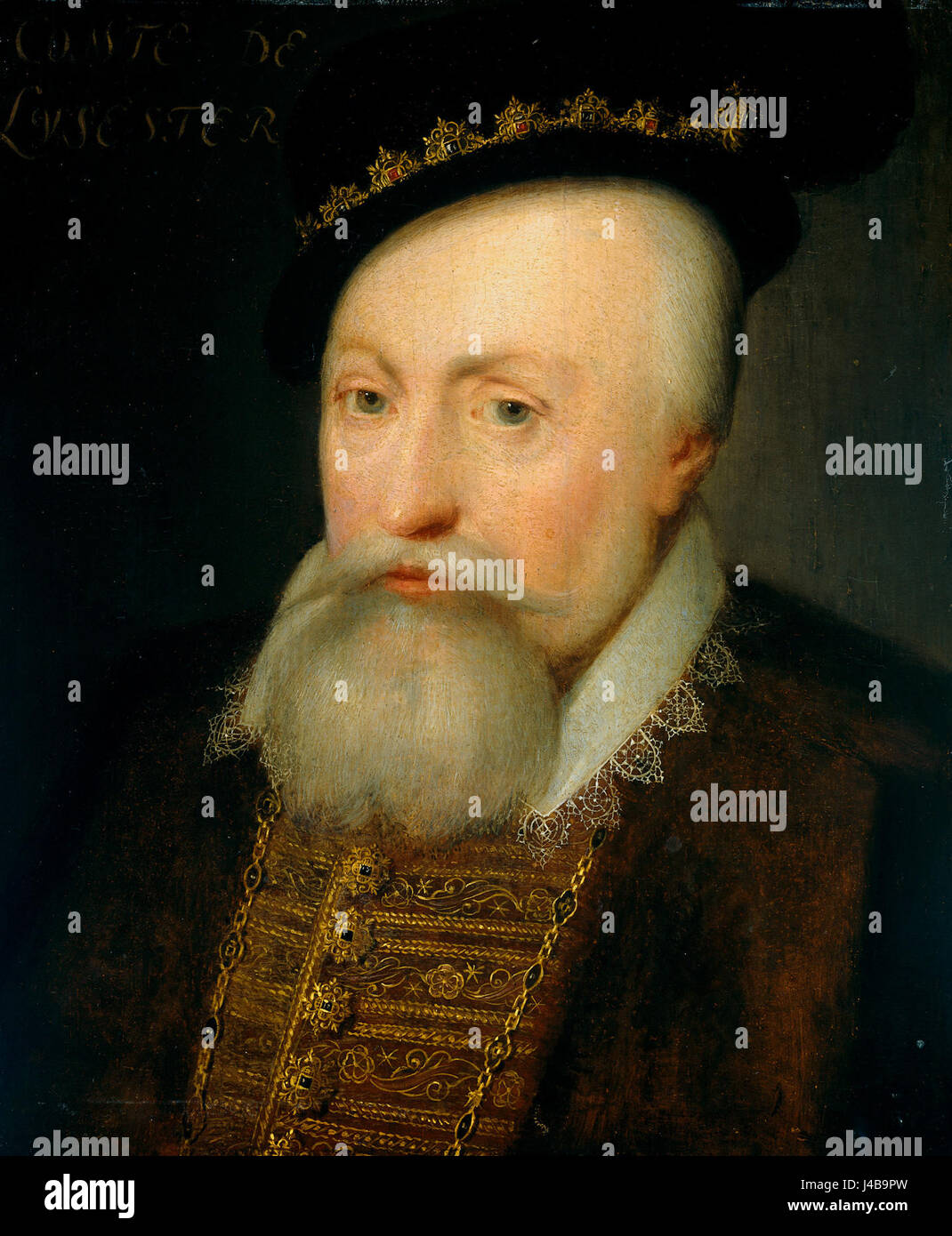 Ce portrait représente Robert Dudley (1532-1588), le 1er comte de Leicester, éminent noble anglais et proche confident de la reine Elizabeth I. L'œuvre fait partie de la collection du Rijksmuseum. Banque D'Images