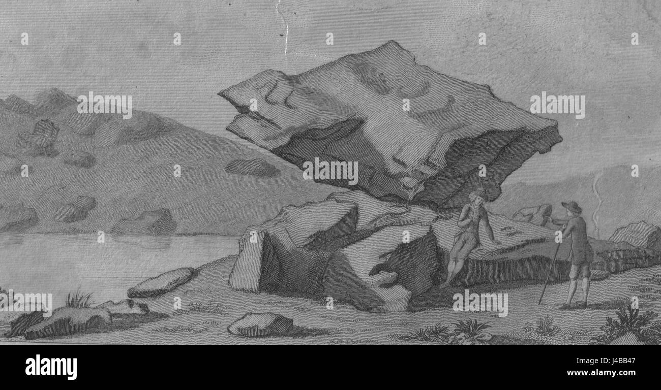 Les Rhinns de Kells font référence à une zone pittoresque située dans le comté d'Antrim, en Irlande du Nord. La pierre Logan est une grande formation rocheuse qui a été un site d'intérêt en raison de son importance historique et géologique. Banque D'Images