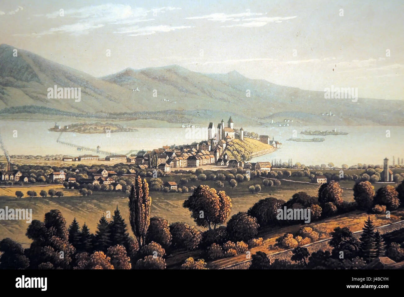 Rapperswil Die Schlosshalde gestern und heute Rapperswil und Umgebung vom Meienberg aus 1835 2010 12 18 16 04 14 Banque D'Images Rapperswil Die Schlosshalde gestern und heute Rapperswil und Umgebung vom Meienberg aus 1835 2010 12 18 16 04 14 Banque D'Images