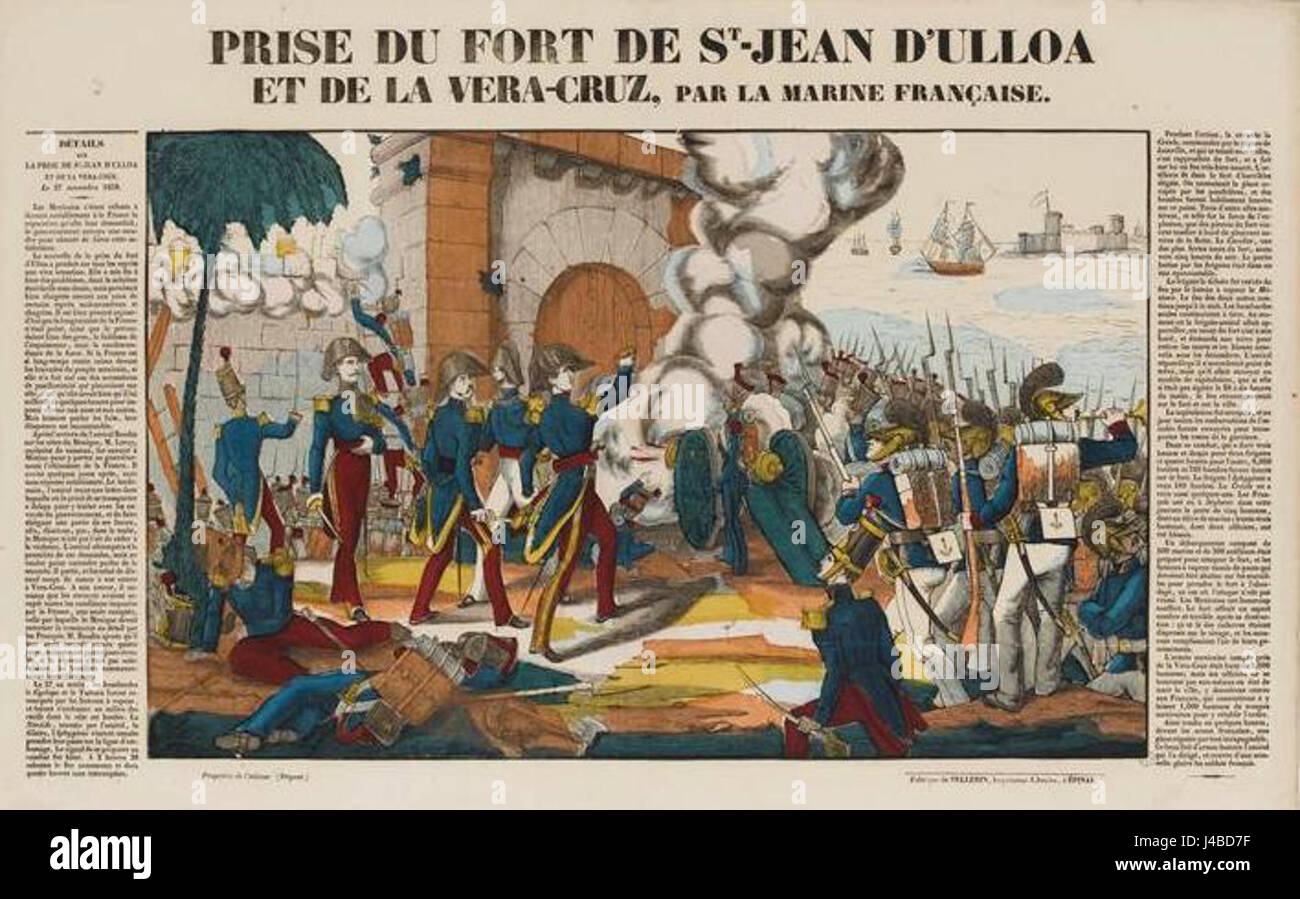 Prise de Saint Jean d'Ulloa et de Vera Cruz en 1838 l'image d'Epinal Banque D'Images