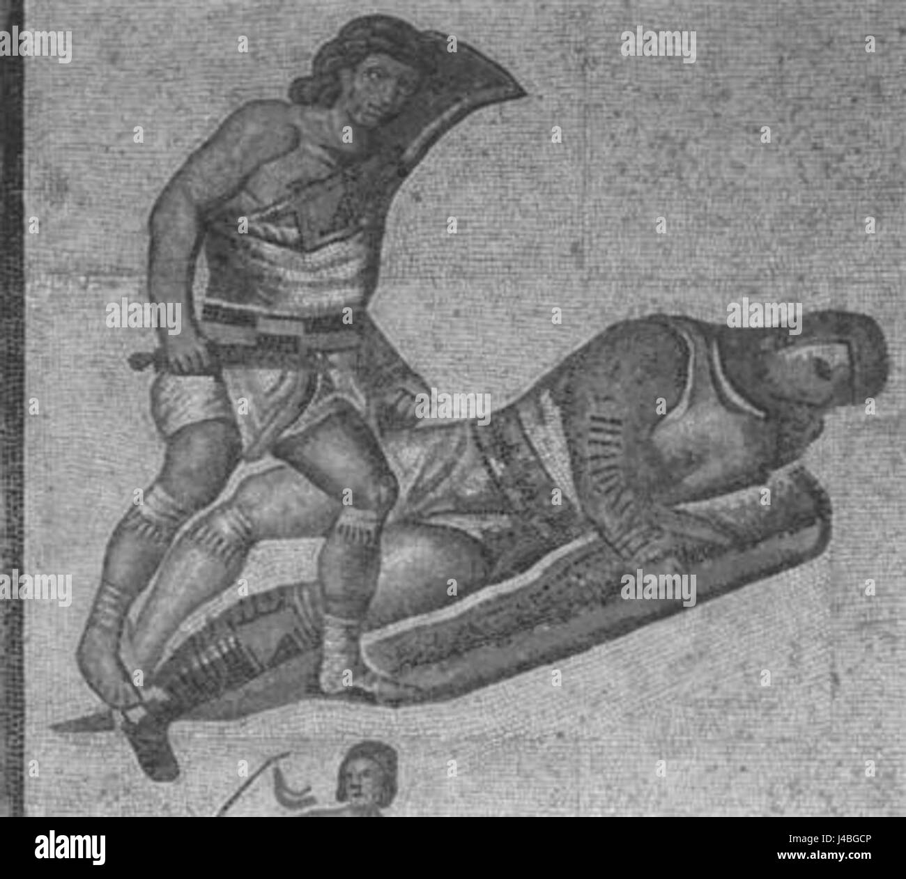 Retiarius bat secutor de la mosaïque de Gladiateur Borghèse Banque D'Images