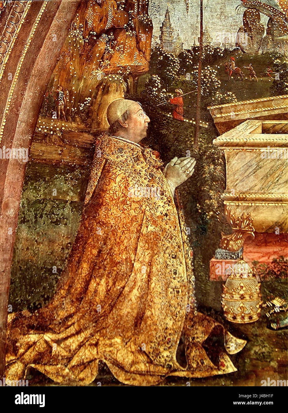 Le pape Alexandre VI, né Rodrigo Borgia, était un pape controversé de l'Église catholique pendant la Renaissance. Sa papauté, de 1492 à 1503, a été marquée par l'intrigue politique, le népotisme et l'influence significative dans la politique européenne. Banque D'Images