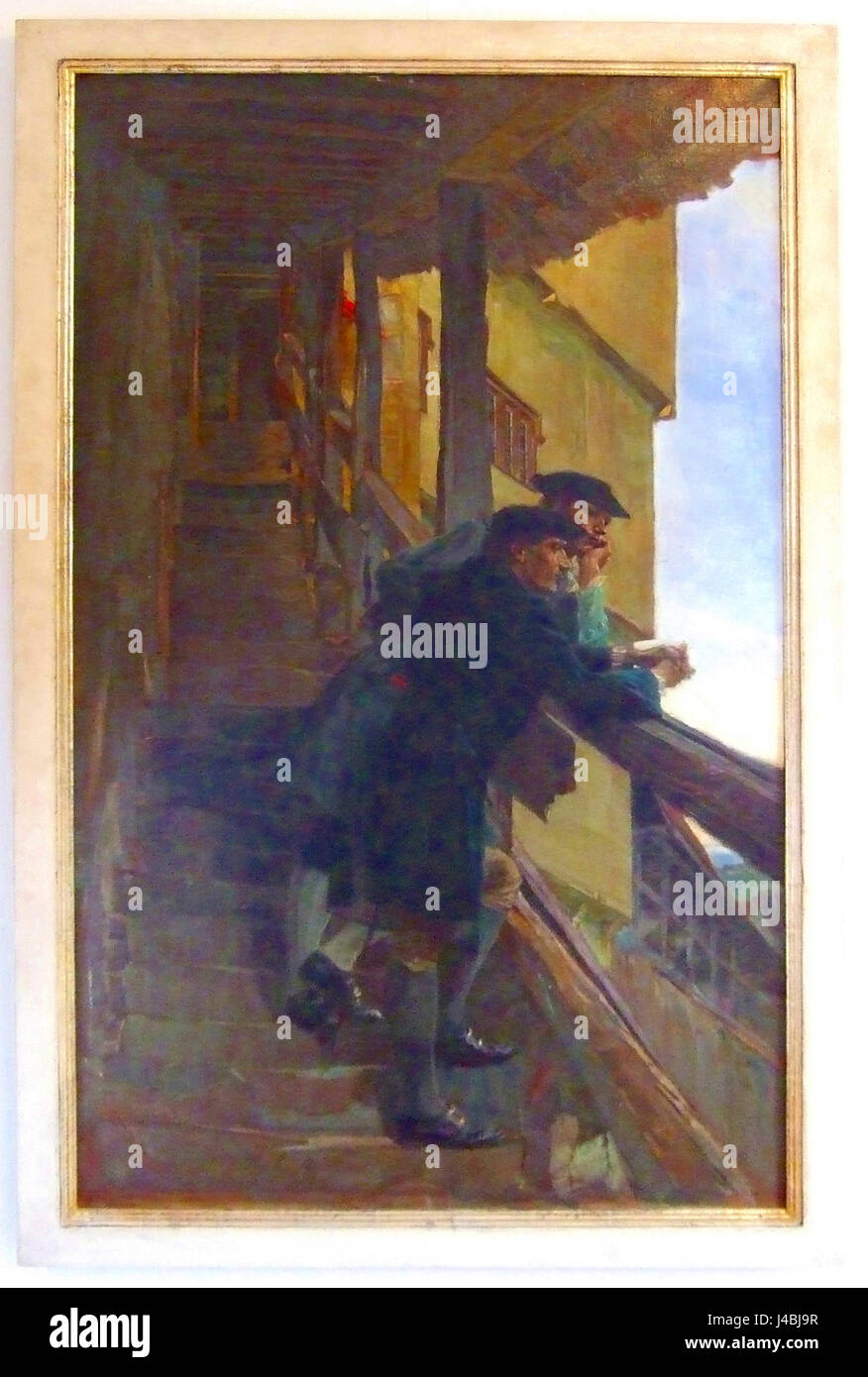 Treppe (escaliers) de Robert von Haug est une œuvre évocatrice axée sur les détails architecturaux, en particulier les escaliers. La pièce met en valeur l'accent du artistâ€™s sur la forme géométrique et l'espace. Banque D'Images