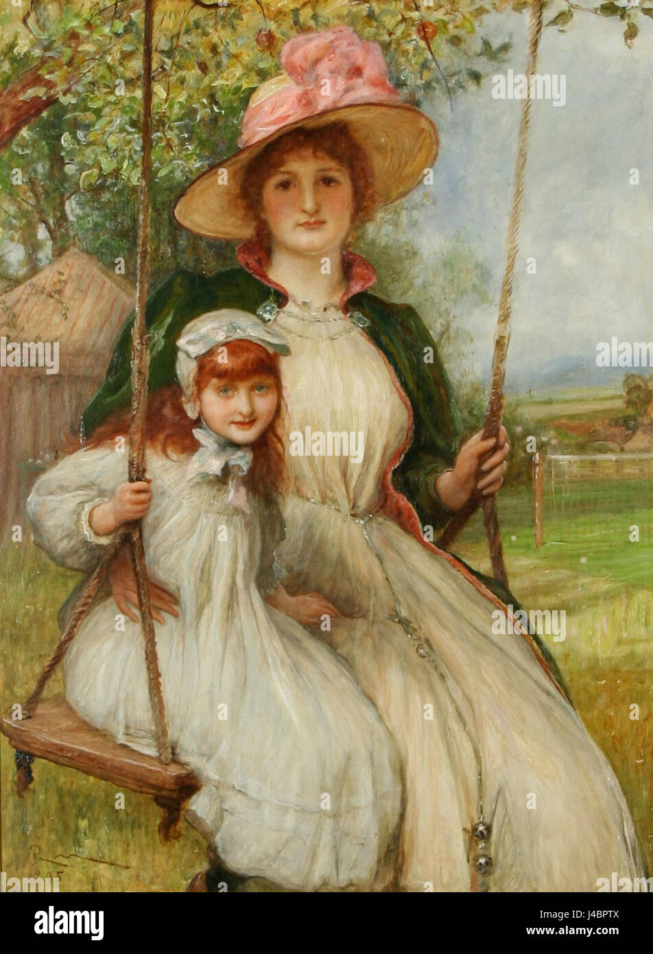 Robert Walker Mac Beth Mère et fille sur la balançoire (Happy Times), 1895 Banque D'Images