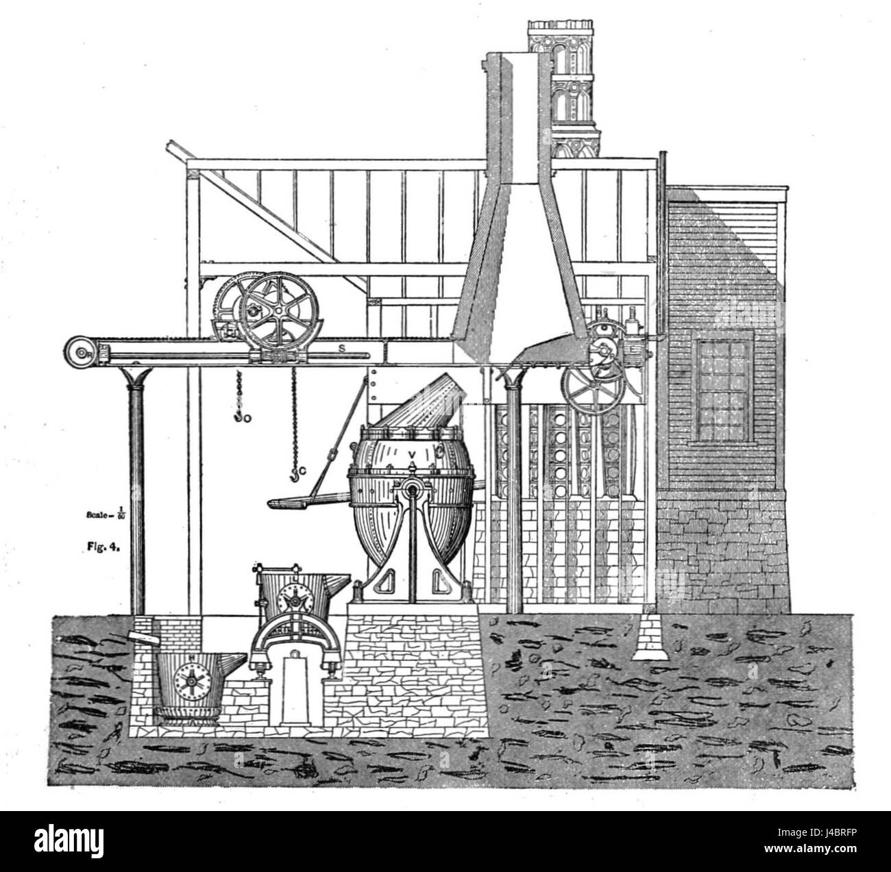 Cette section transversale de la maison de coulée de Wyandotte donne un aperçu des processus industriels et de l'architecture de l'usine au cours de ses années d'exploitation. Banque D'Images