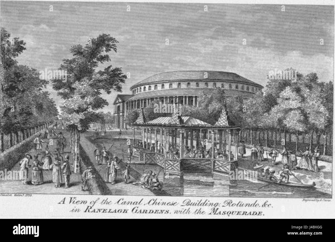 Ranelagh Gardens, créé au XVIIIe siècle, était un jardin public situé à Londres, connu pour ses espaces ouverts et son importance culturelle. Il a servi d'espace de loisirs pour les rassemblements sociaux et les événements culturels. Banque D'Images