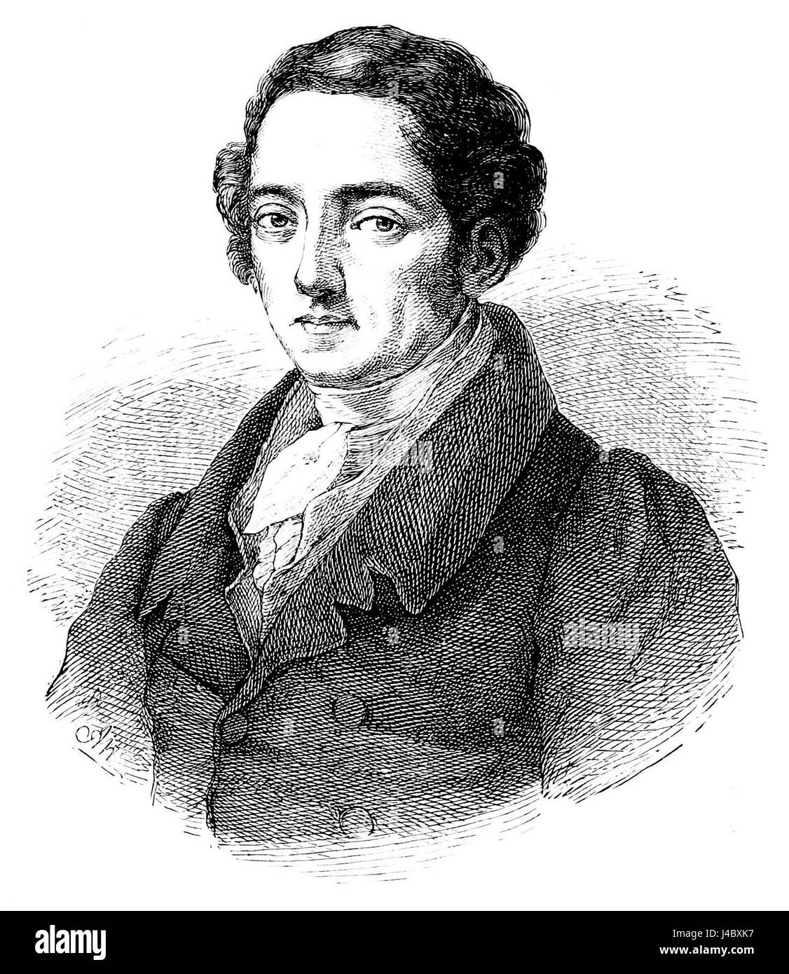 Joseph Fraunhofer était un physicien allemand connu pour ses travaux en optique et la découverte des raies de Fraunhofer dans le spectre solaire, une contribution significative à la compréhension de la lumière et de la spectroscopie. Banque D'Images