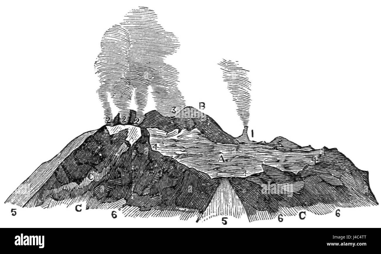PSM V19 D061 Vue du cratère du Vésuve Banque D'Images