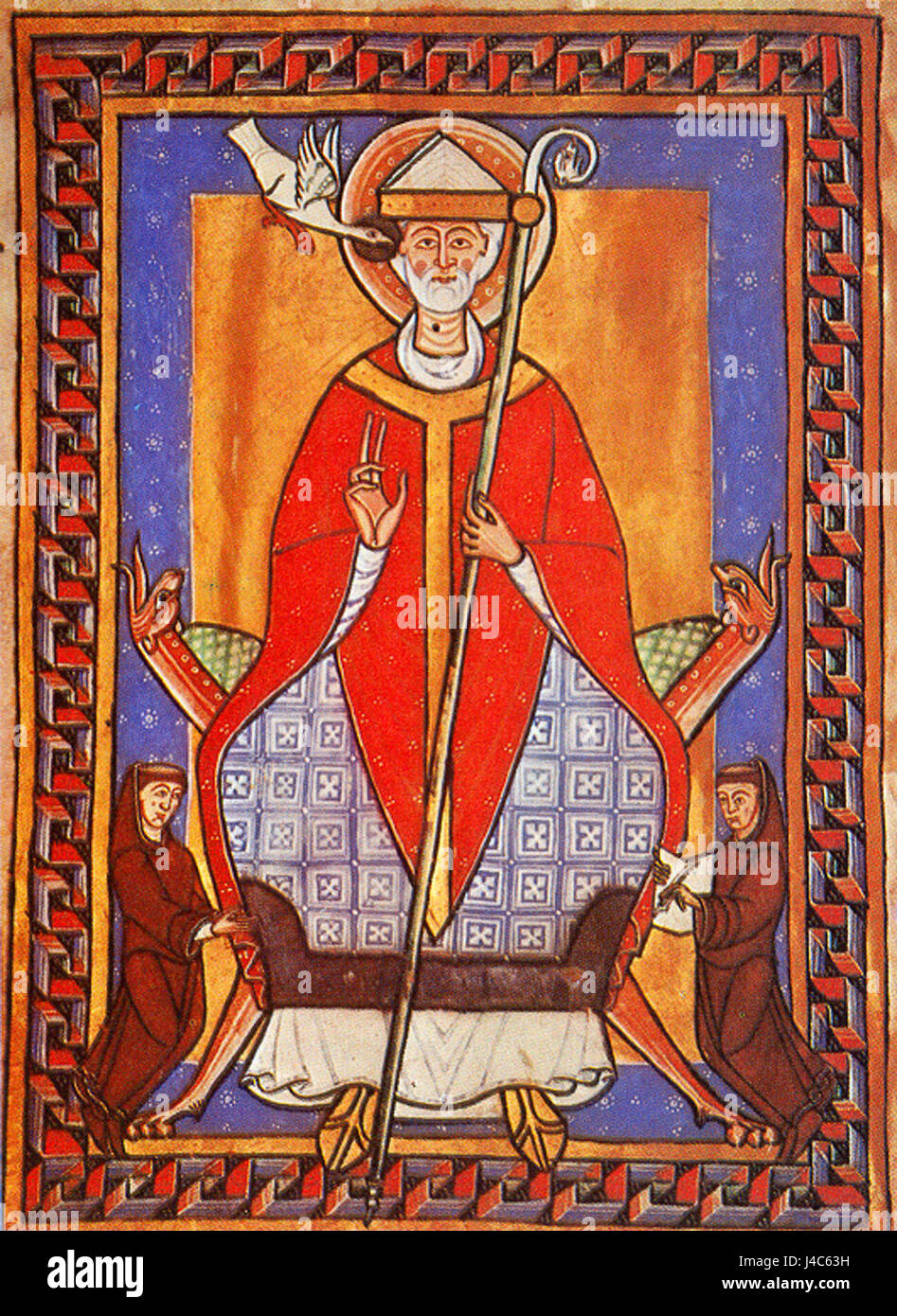 L'illustration du pape Grégoire I représente cette figure importante de l'histoire chrétienne, connue pour ses contributions théologiques et son rôle de pape au vie siècle. Banque D'Images